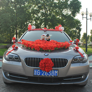 新款婚慶結婚用品韓式主婚車裝飾套裝小熊副車頭花車佈置車隊包郵