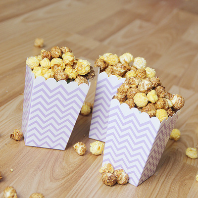 chevron party favor popcorn box 紫波浪一次性爆米花盒 食品盒