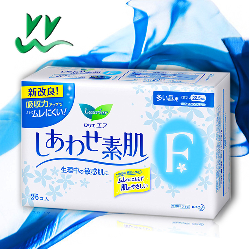 日本进口花王卫生巾乐而雅f系列225cm26枚日用无护翼绵柔超薄