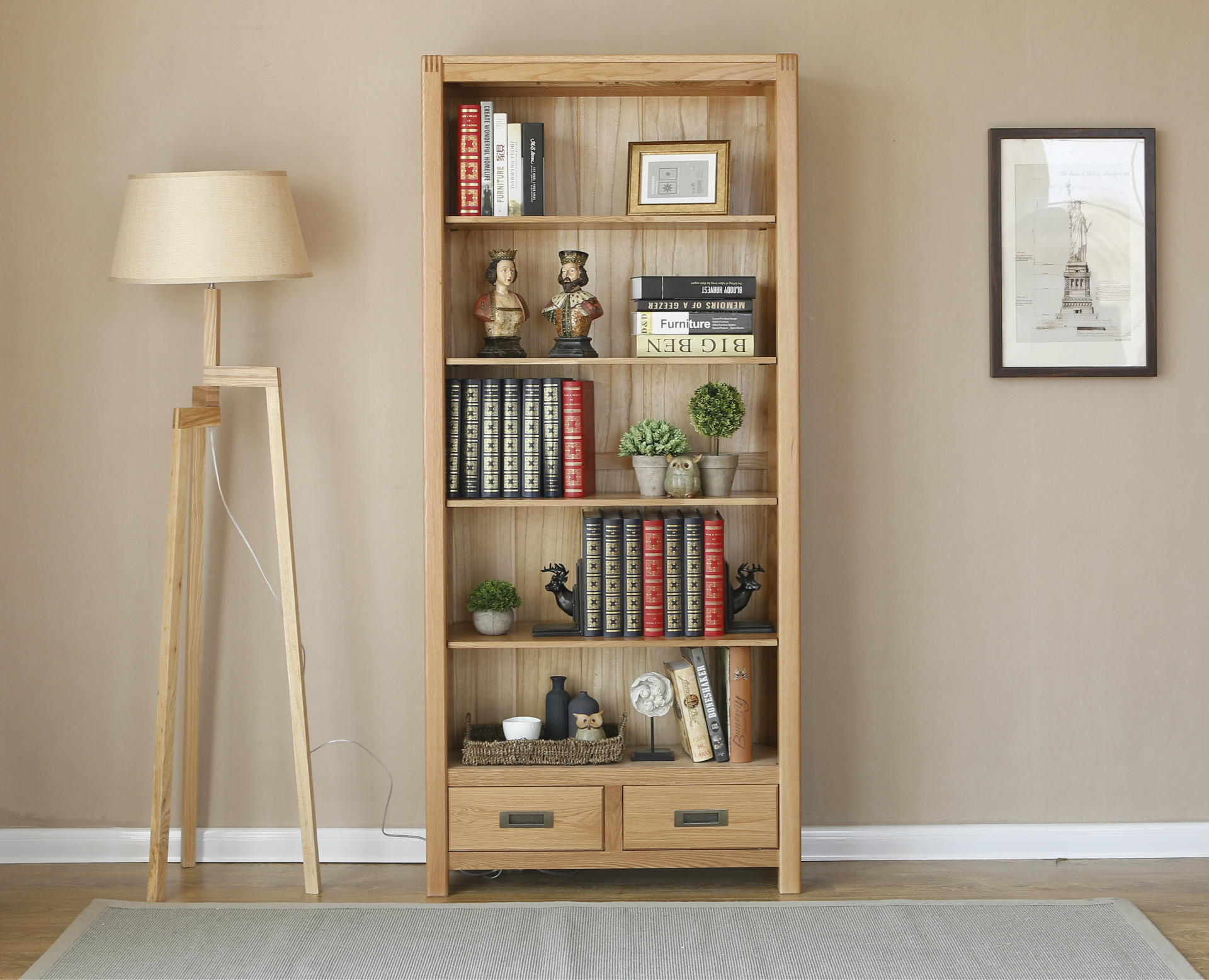 泽润木业新品纯实木书架开放橡木书柜储物柜简约现代环保展示柜