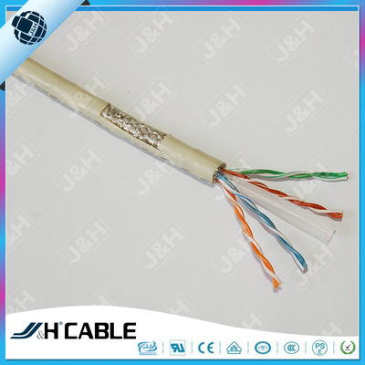 网线厂家定制 6类4对编织屏蔽水平对绞电缆 cat6a sftp 23awg