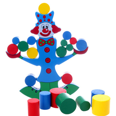 供应木制婴幼儿童益智玩具 智力玩具 平衡木玩具 小丑平衡木