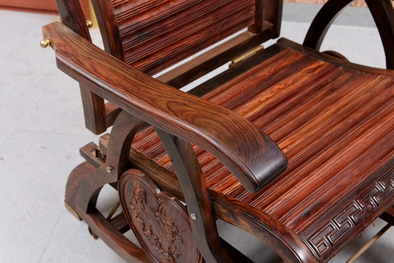 红木家具交趾黄檀老挝大红酸枝古典仿古中式躺椅摇摇椅