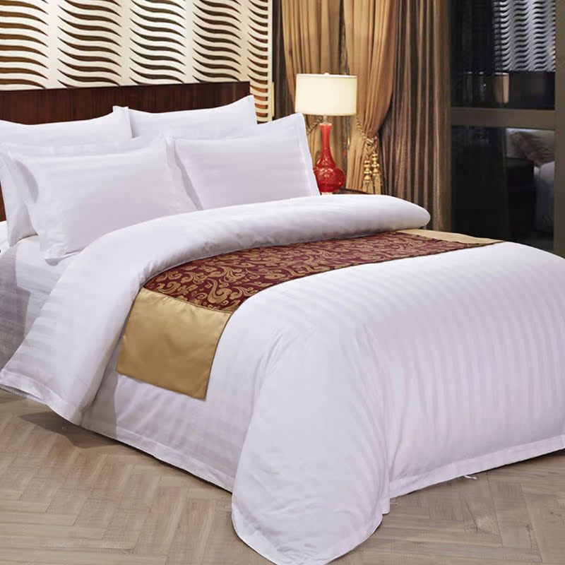 宾馆酒店床上用品批发 酒店白色纯棉四件套 酒店布草床单被套定做