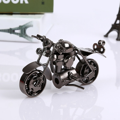 新品热卖古铜色铁艺摩托车模型摆件 纯手工复古金属工艺品