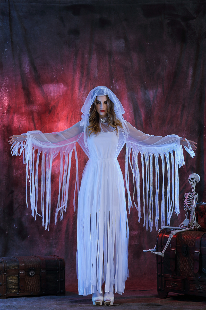 2016年新款万圣节角色扮演白色僵尸鬼新娘服装聚会舞台演出服装
