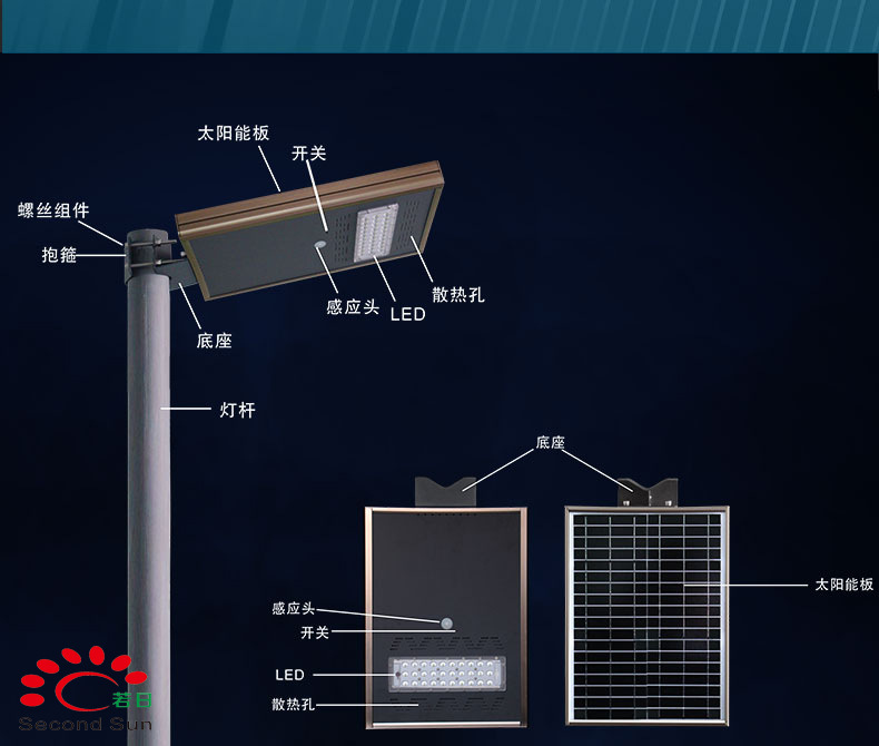 太阳能路灯led户外感应灯一体化太阳能路灯农村道路庭院灯