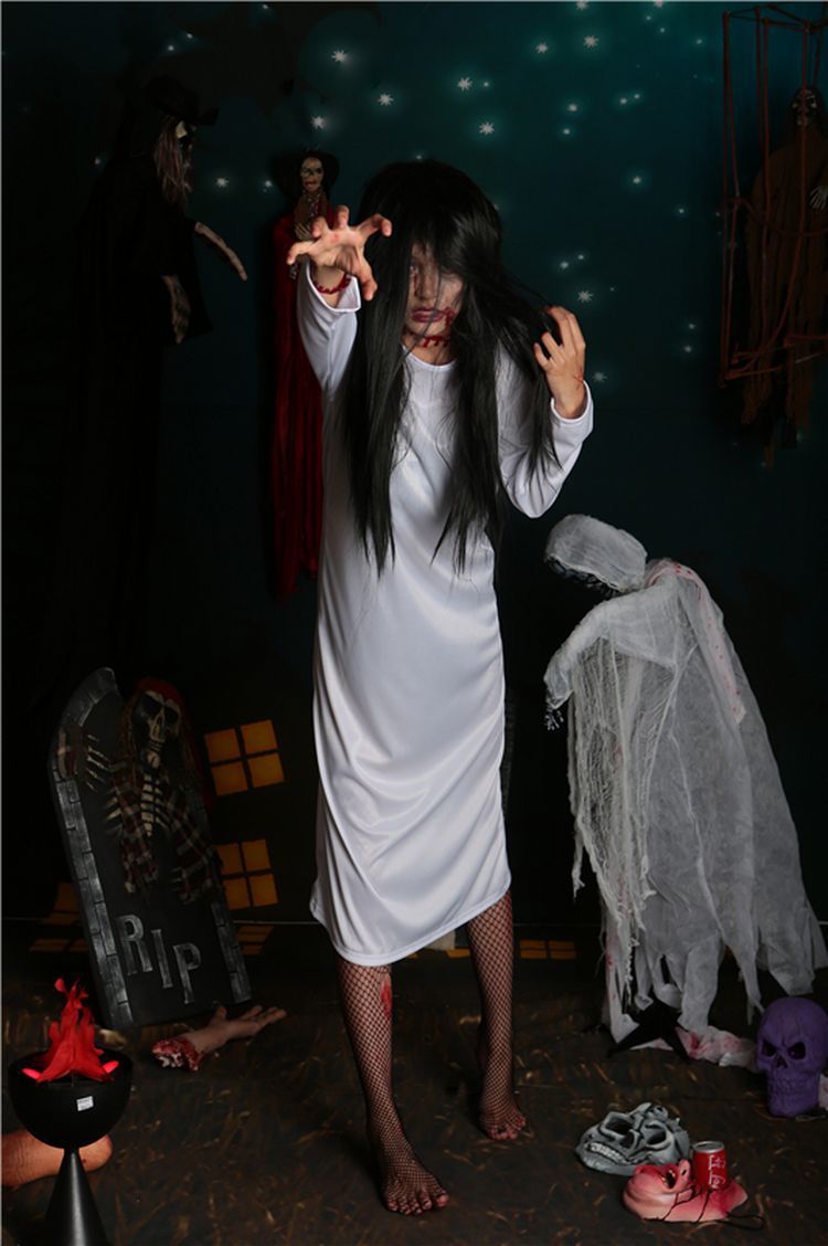 万圣节服装成人女白色红色恐怖吓人cosplay贞子女鬼死神幽灵衣服