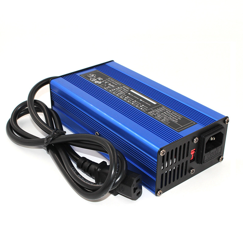 24v4a充電器 24v鉛酸電池充電器 輸出電壓27.6v 藍色鋁殼帶風扇