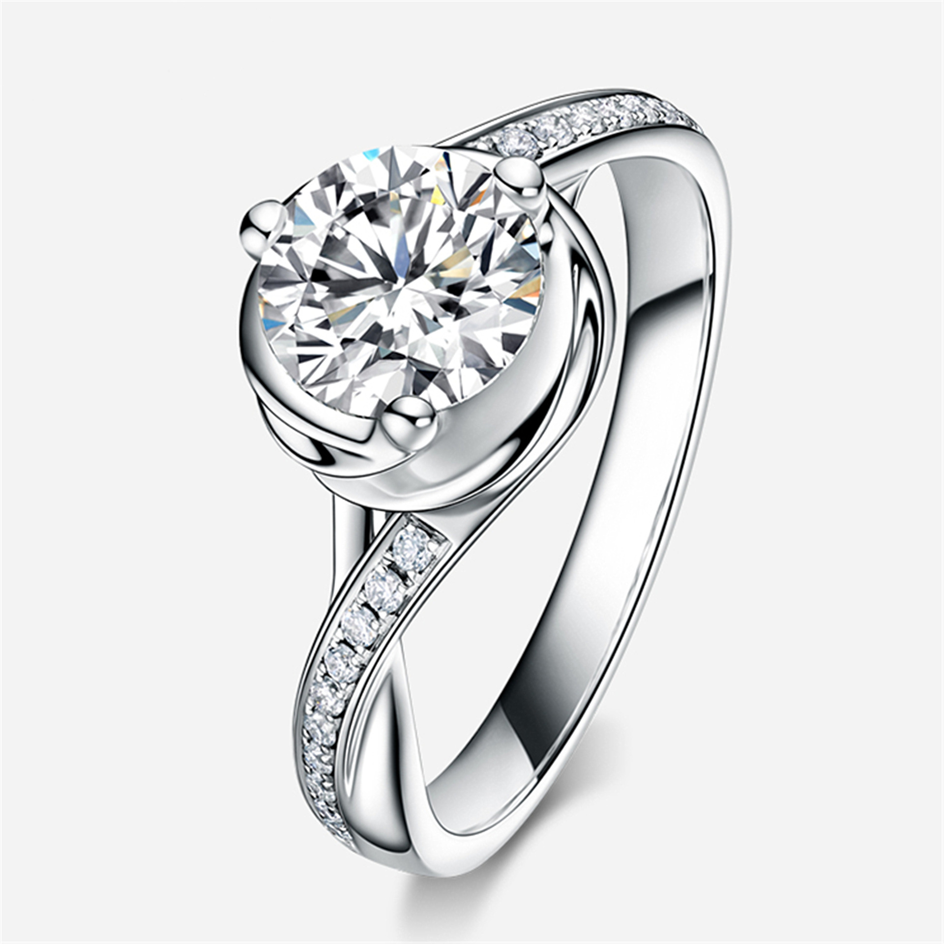 韩版求婚钻戒群镶女戒指正品高端裸钻钻石太阳花卉戒指珠宝代发