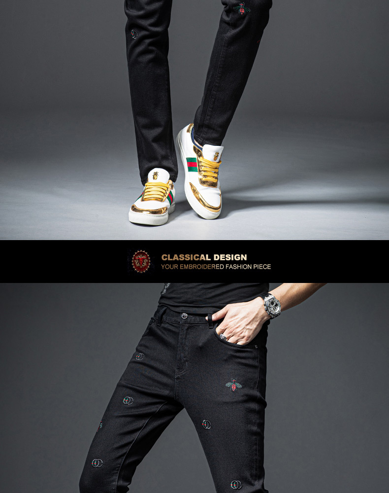 A8241 1190K QUẦN NAM WESENIN DÁNG ÔM BODY GỢI CẢM SEXY MÙA XUÂN THU ĐÔNG THÊU HỌA TIẾT HOA THỜI TRANG NAM JEAN BÒ G04 SẢN PHẨM MỚI