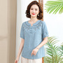New Short-sleeved Middle-aged and Old-aged Cotton Summer Pure Cotton Mother suit Women Summer Plus Size Two-piece Mother Suit