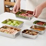 Stainless Steel Square Plate Kitchen Food Cold Vegetable Plate Rectangular Tray Household Towel Tray with Lid Fresh-keeping Box