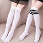 Six One Thin Velvet Children's Stockings White Dance Socks Over the Knee Retro Three-Bar Striped Girls' Mid-Tube Socks
