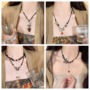 Butterfly Tassel Natural Stone Beaded Necklace Women's New Chinese Style Retro Ethnic Style Clavicle Chain Niche Woolen Chain Accessories