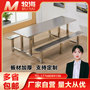Stainless steel dining table school student canteen restaurant dining table and chair combination staff 4 people 6 people conjoined fast table