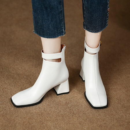 CHIKO Zahara Square Toe Block Heels Ankle Boots