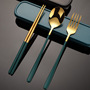 Stainless Steel Portable Tableware Fork Spoon Chopsticks suit Korean-style Three-piece Outdoor Gift Student Tableware suit