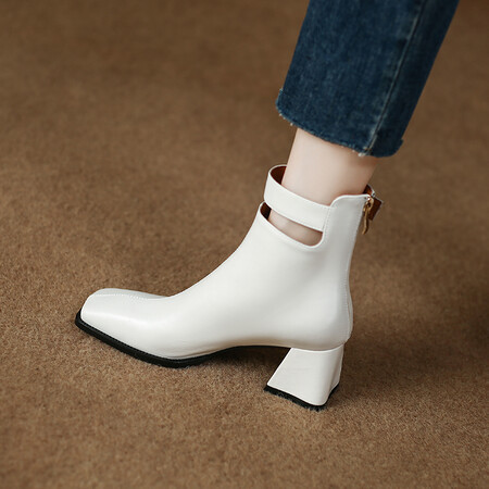 CHIKO Zahara Square Toe Block Heels Ankle Boots