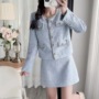 2024 early spring new rich family daughter gold blue small fragrance coat sequins diamond ornaments flash diamond delicate top WT23K08