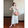 French Style Gentle Pleated Texture Fairy Style Small Flying Sleeve dress Women's Summer New Lazy Style Sleeveless Long Dress