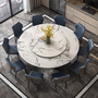 Nordic Home Hotel Marble Rock Plate Dining Table Restaurant Dining Round Table 8-10 People with Turntable Chair Combination