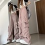 American Style Retro Niche Crowd Pants Women's Three-Dimensional Pocket High Waist Straight Wide Leg Strap Loose Casual Trousers